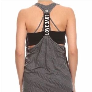 ShoActive Tank Top Moisture Wicking Stripe Textured LOVE Athletic Racerback Sz L